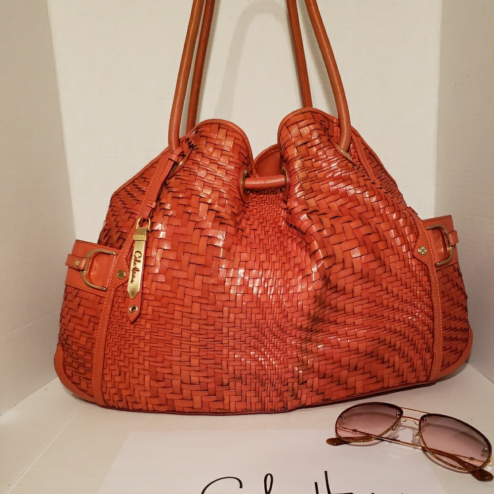 COLE HAAN GENEVIEVE DENNEY SADDLE WEAVE 19' TOTE